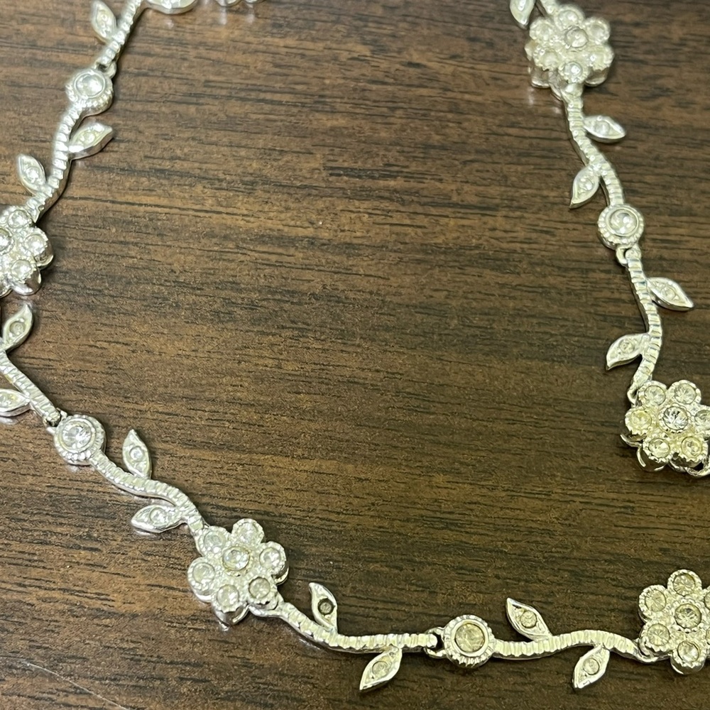 Costume Floral Silver Necklace